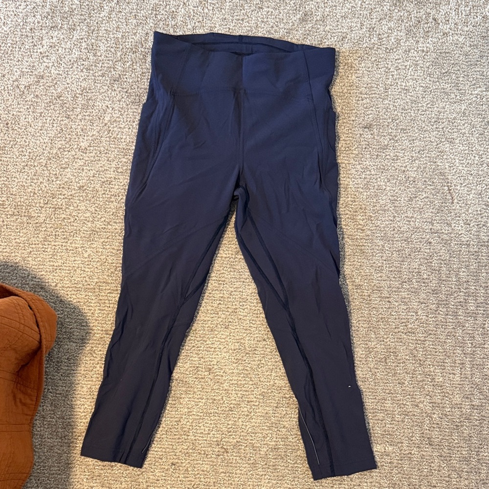 Navy Lululemon High-Waisted Cropped Leggings